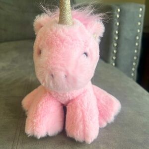 FAO Schwarz Pink and Gold Plush Unicorn Stuffed Animal